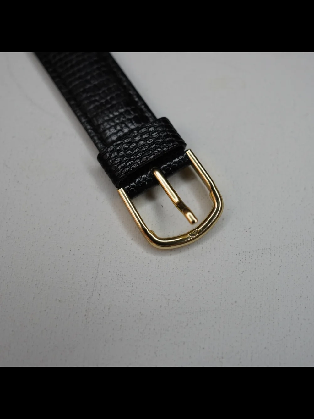 Original Seiko CALF-Z18 18mm Black Lizard-Embossed Leather Strap Gold Buckle